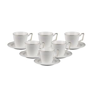 12-Piece Greca Classical Tea Cup and Saucer Set White 12-Piece Greca Classical Tea Cup and Saucer Set White